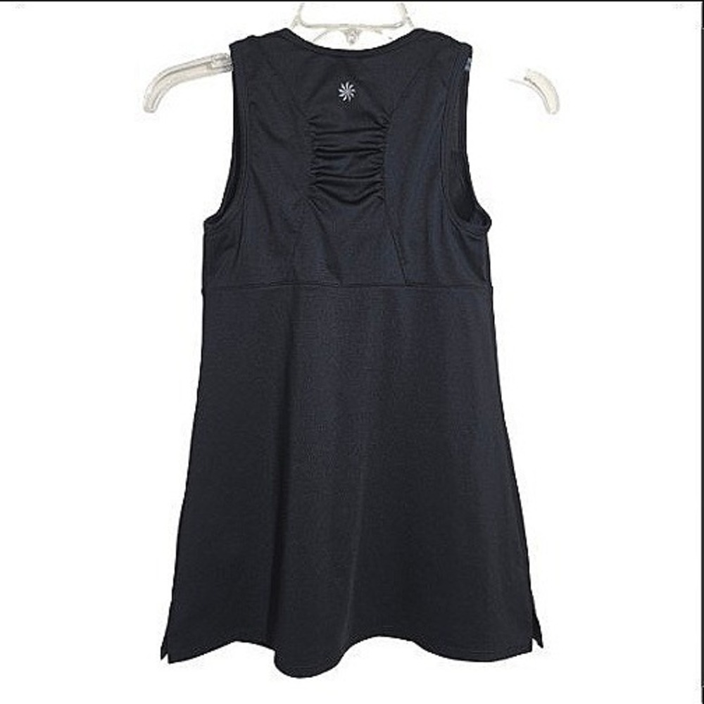 Athleta Yoga V-Neck Built-in Bra Tank Top Women 32B Black Ruched Activewear EUC - Picture 5 of 15